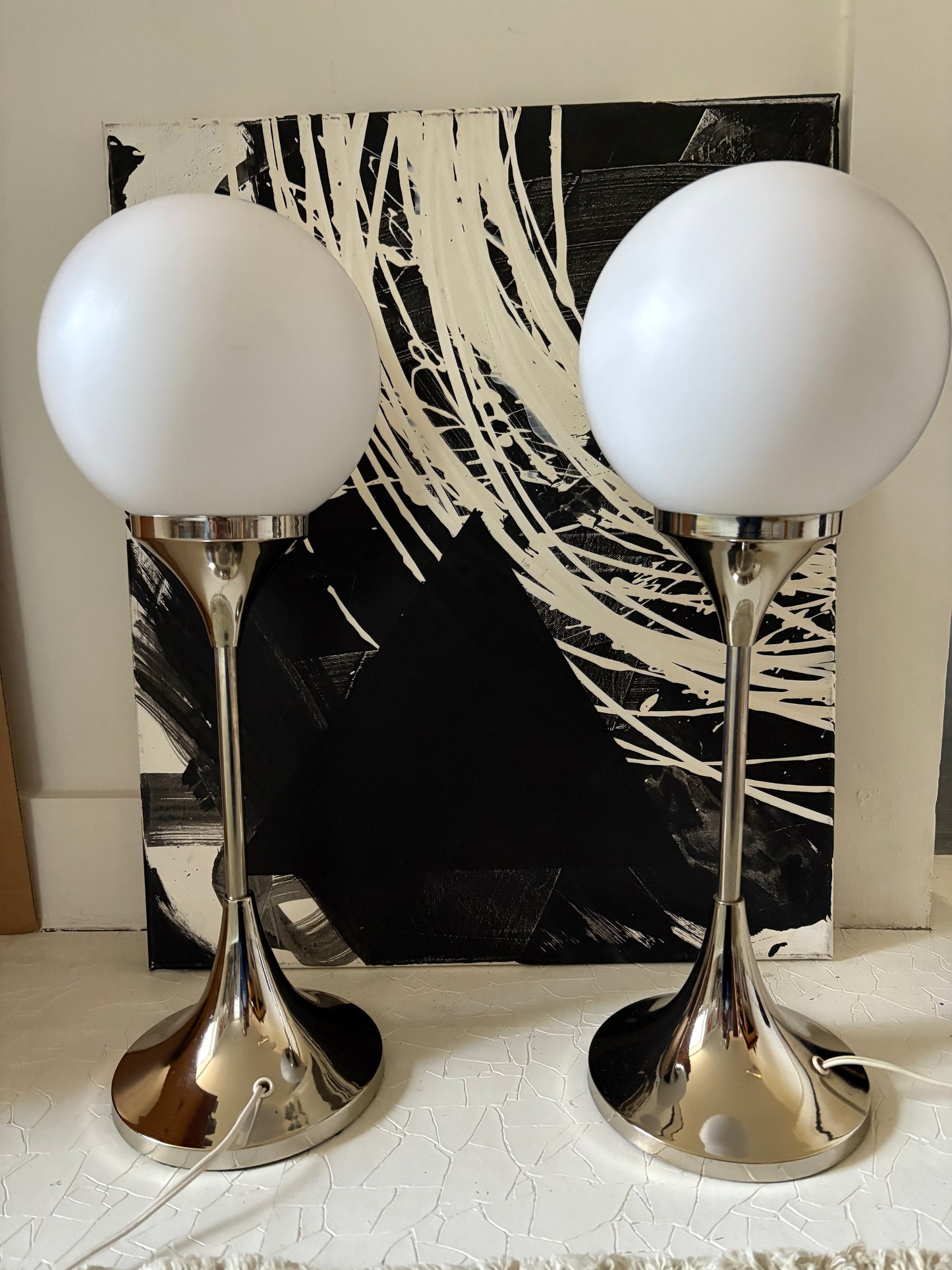 Pair of 1970s German Sölken Leuchten Chrome Lamps (FREE SHIPPING)