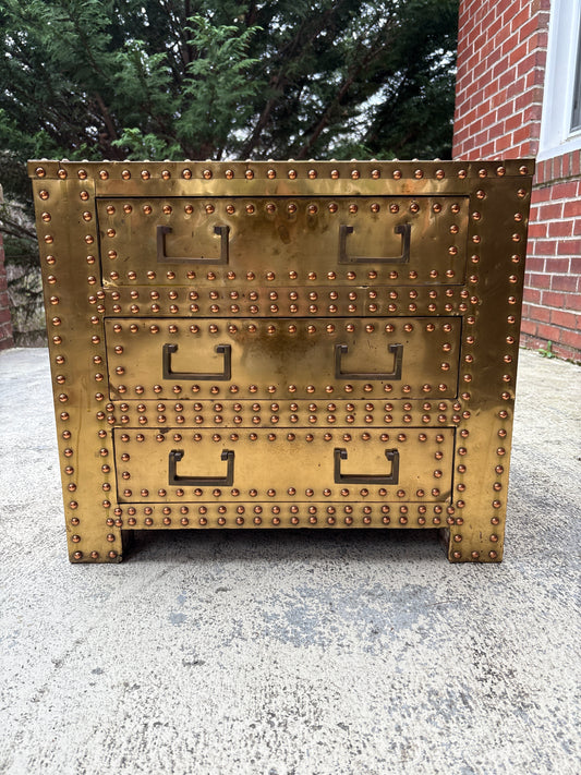 1970s Brass Campaign Style Bedside Table