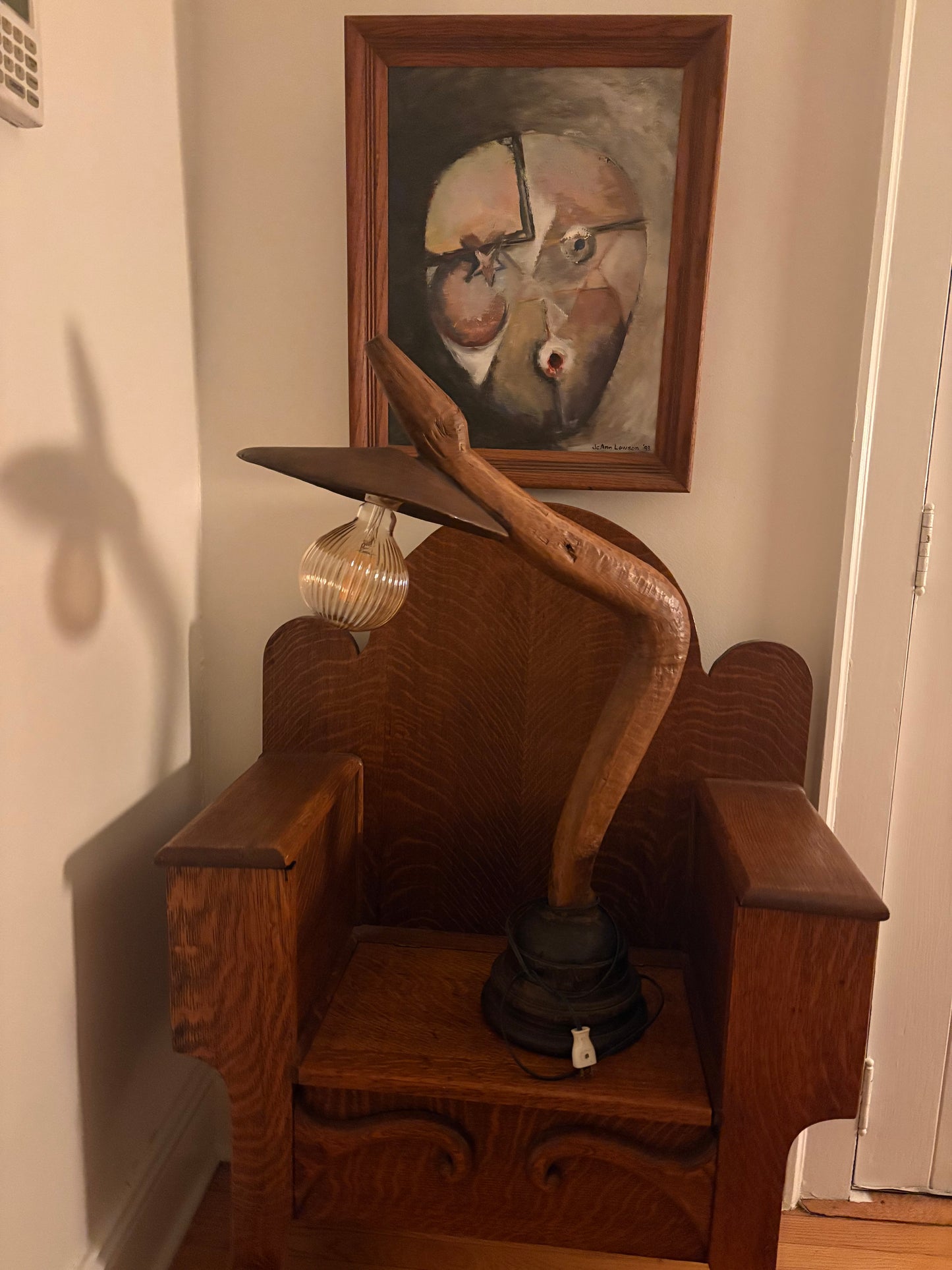 Hobbyist Carved Wood Lamp (FREE SHIPPING)