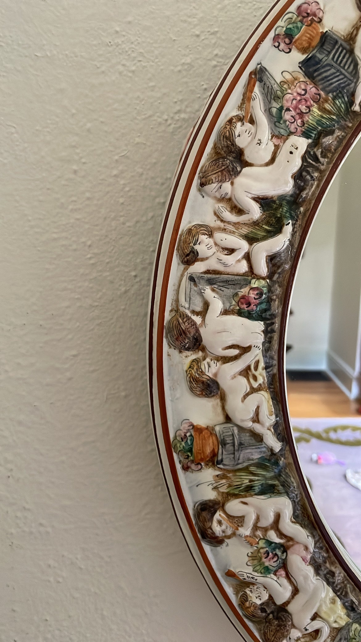 Italian Capodimonte Porcelain Mirror