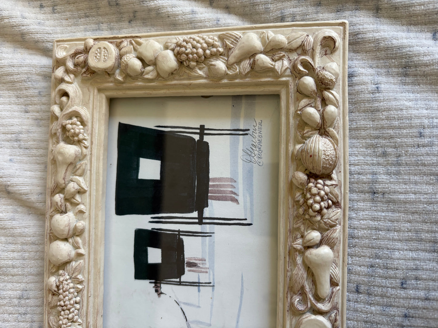 1988 Original of an Amish Carriage Scene in Vintage Frame (FREE SHIPPING)