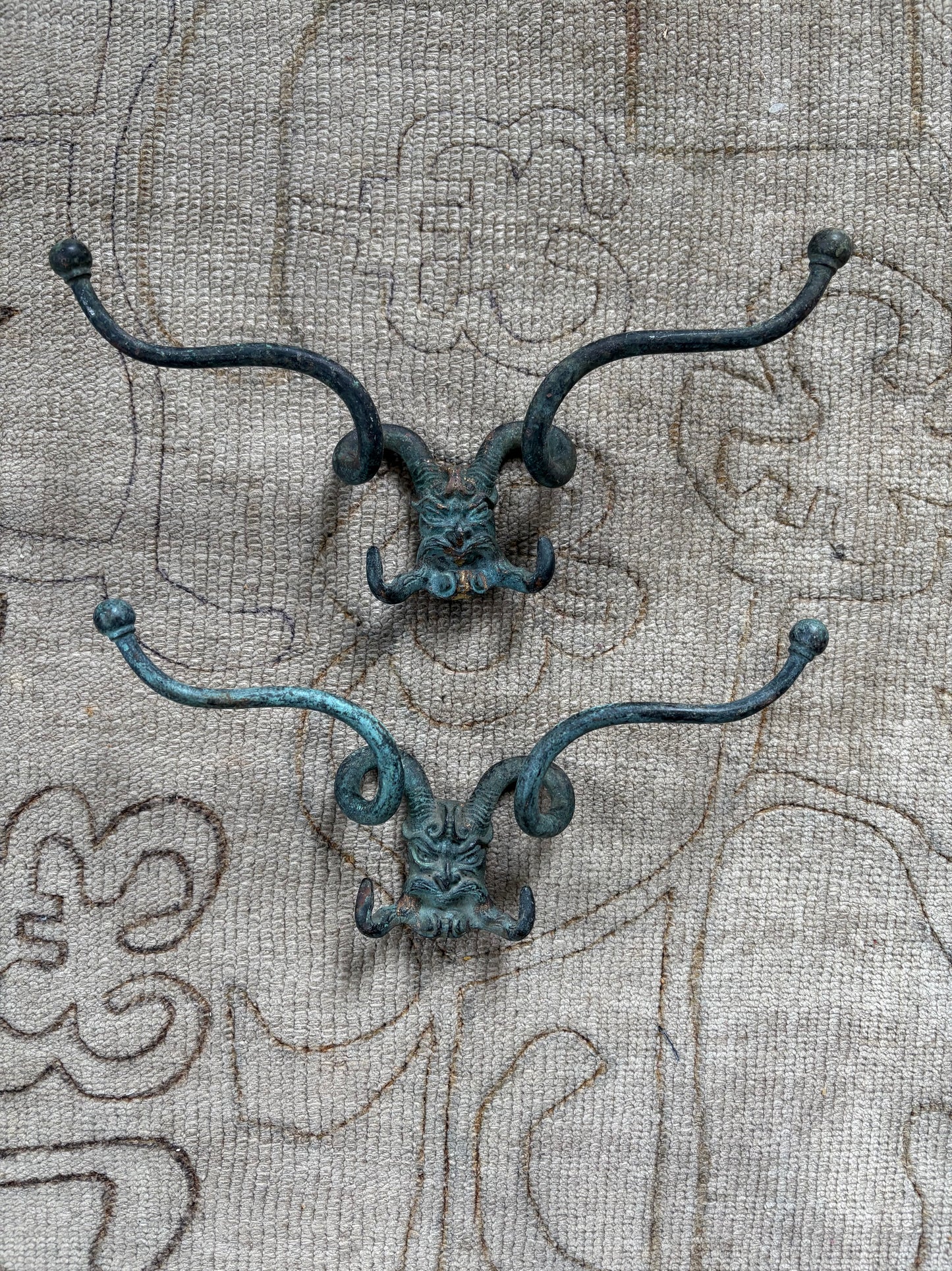 Pair of Mid 19th Century Gargoyle Hooks (FREE SHIPPING)