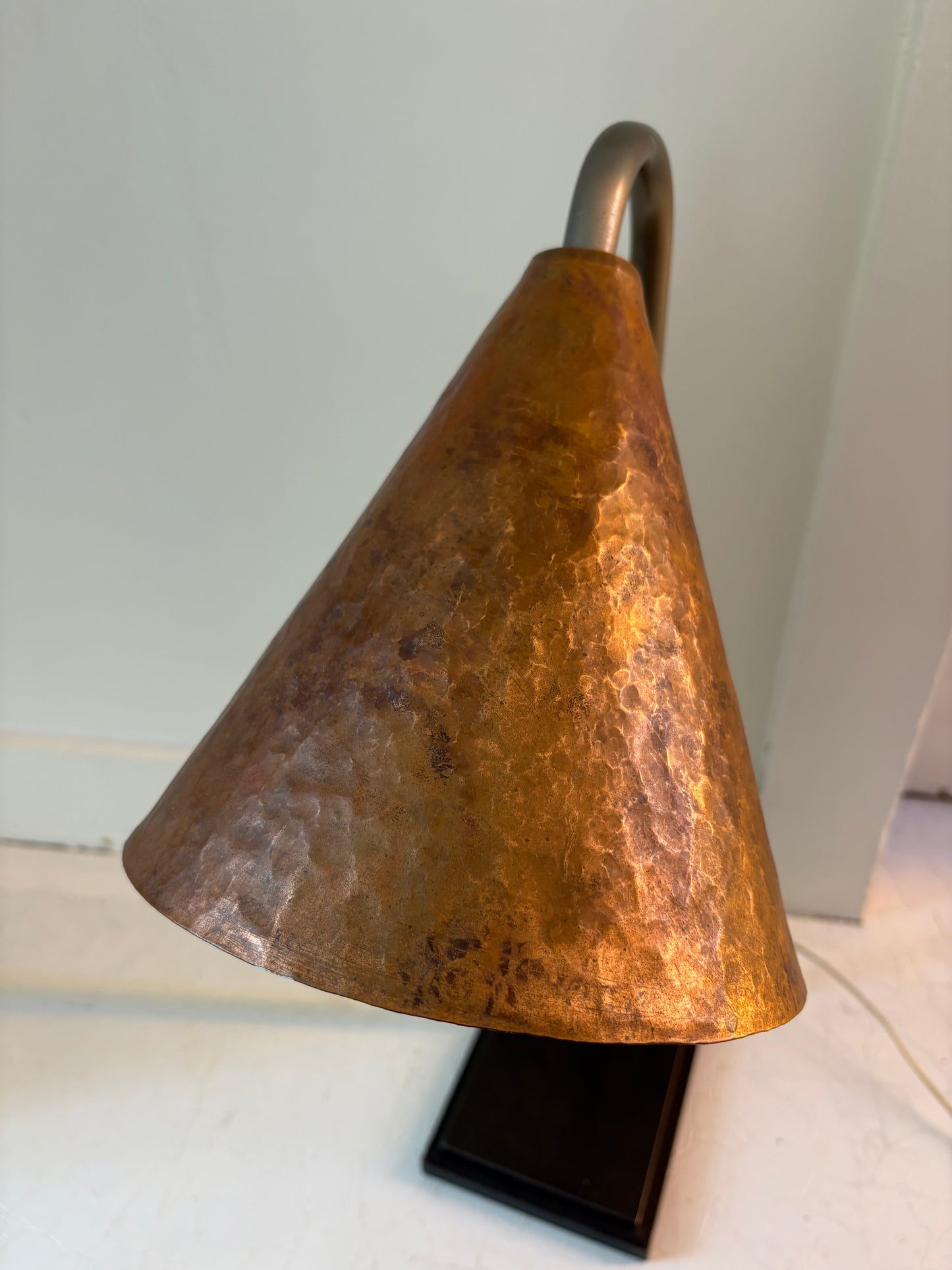Art Deco Revival Hammered Copper and Welded Iron Lamp (FREE SHIPPING)