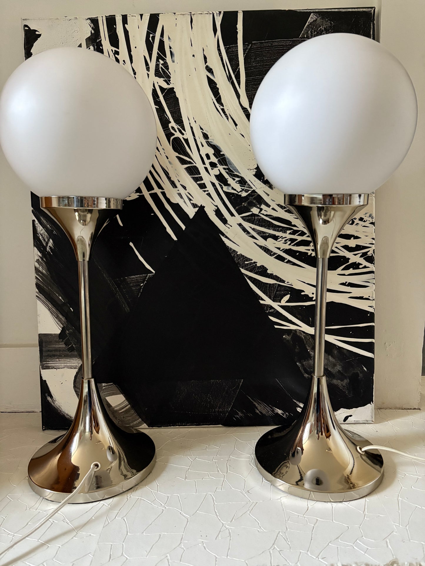 Pair of 1970s German Sölken Leuchten Chrome Lamps (FREE SHIPPING)