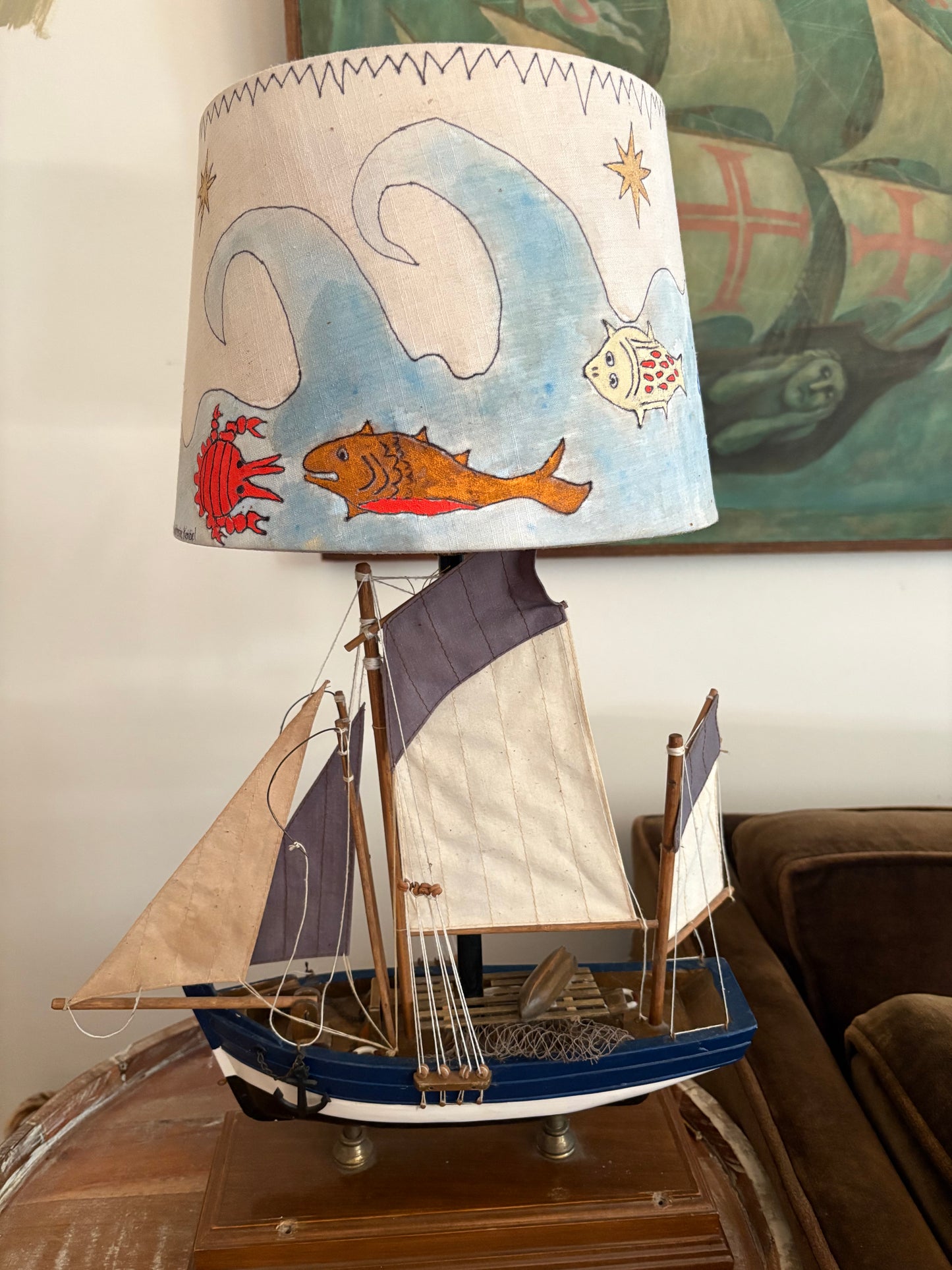 Model Ship Lamp with Custom NAHH-tical Shade (FREE SHIPPING)