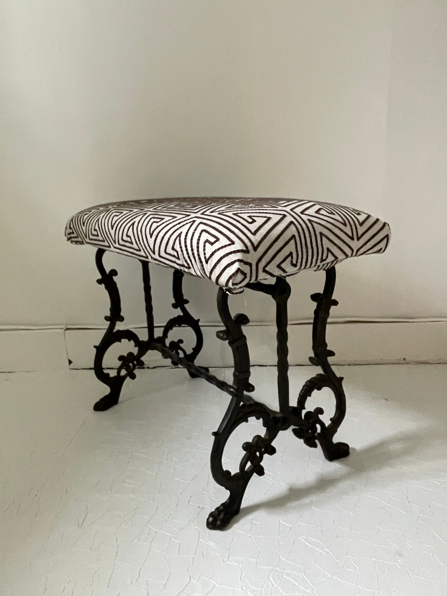 Victorian Piano Bench with Geometric Fabric