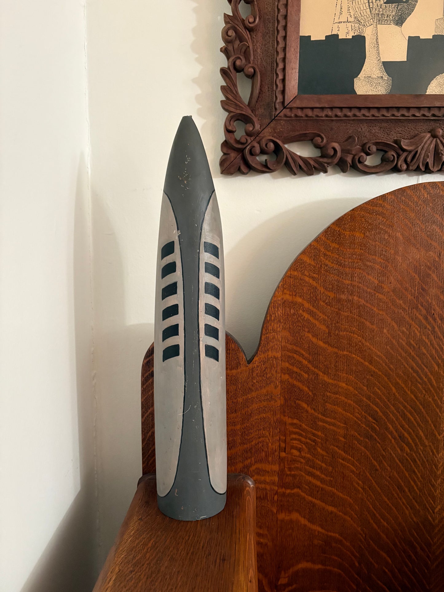 1950s/60s Handpainted Wooden Model Rocket (FREE SHIPPING)