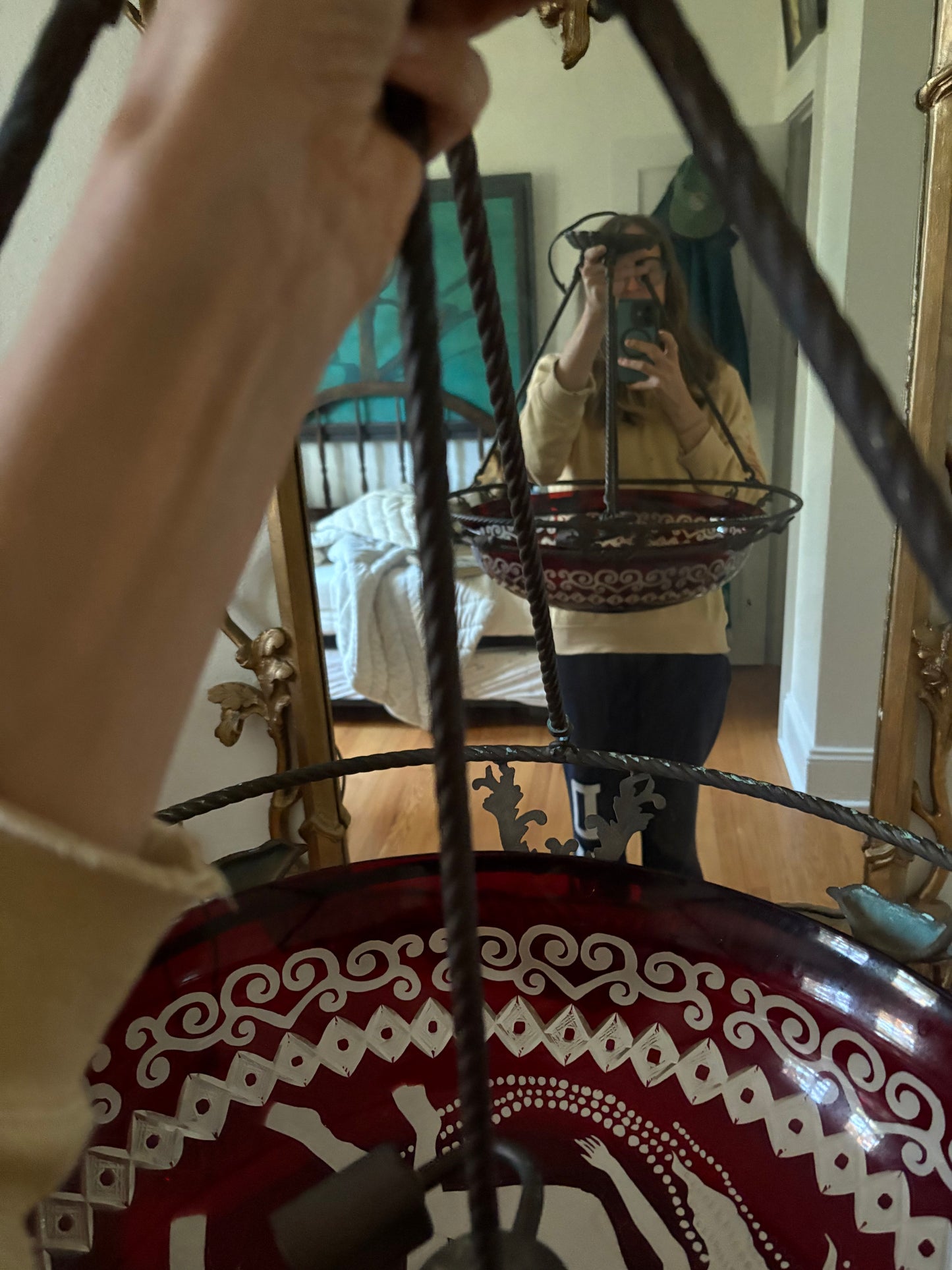 Custom Engraved Glass Flycatcher Pendant Light Reminiscent of René Lalique (FREE SHIPPING)