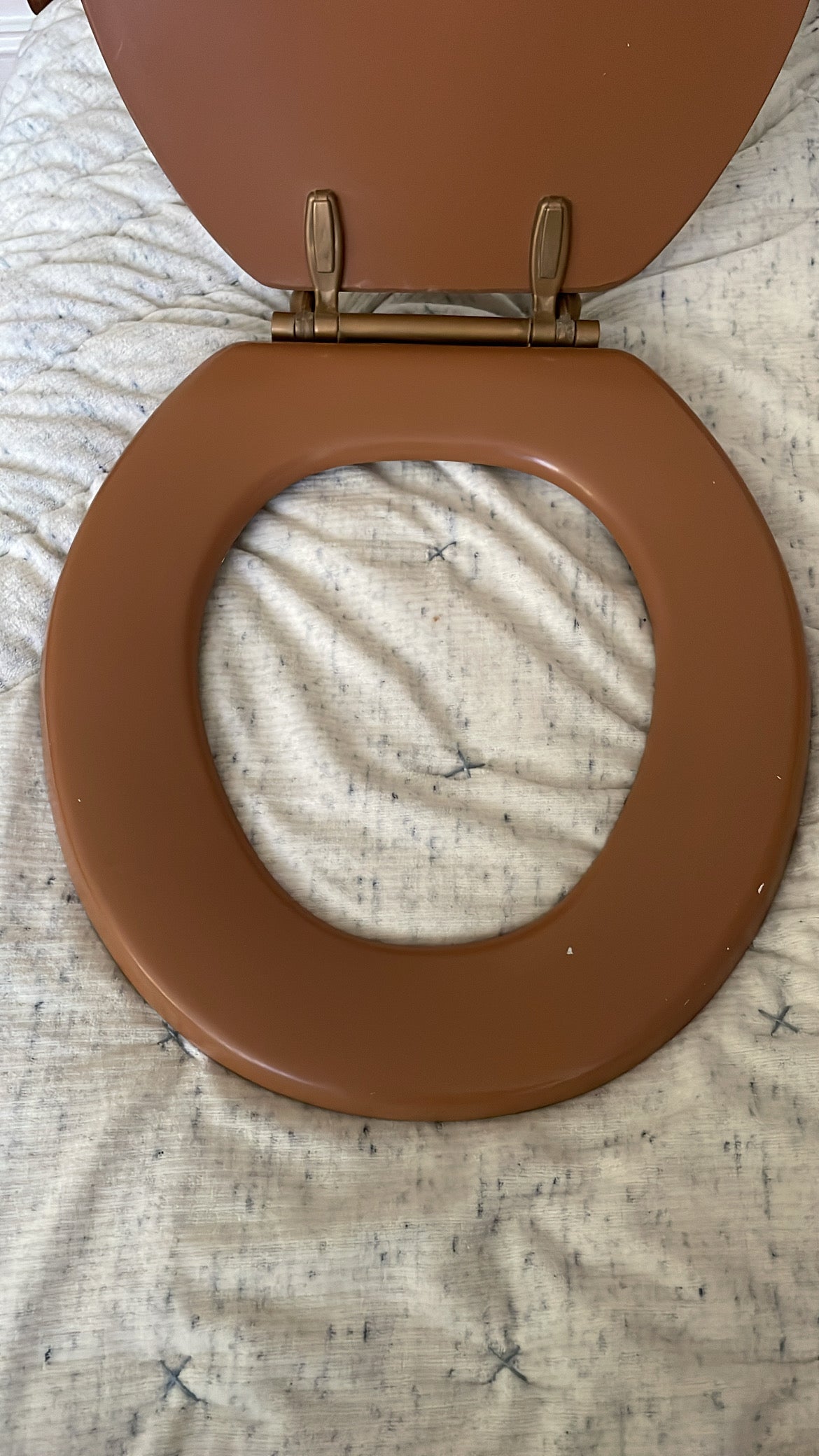 1970s King and Queen Carved Wood Toilet Seat