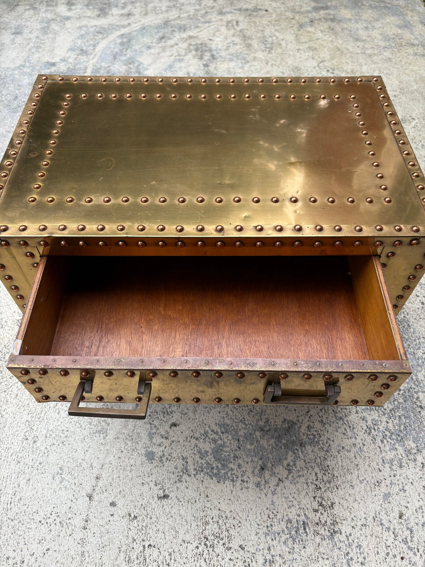 1970s Brass Campaign Style Bedside Table