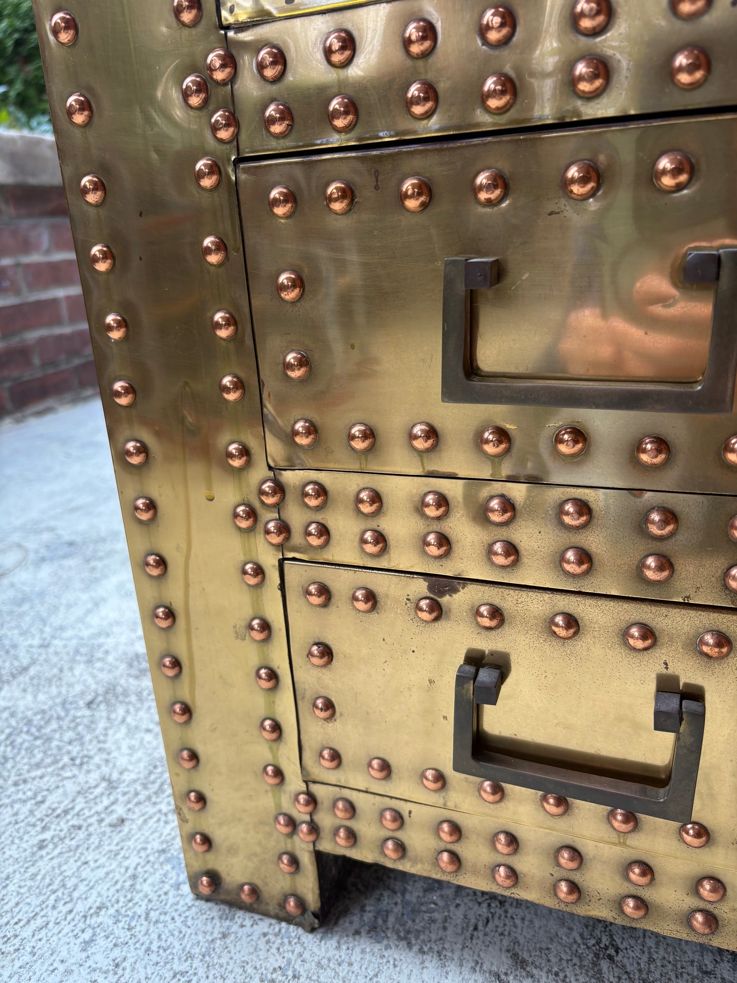1970s Brass Campaign Style Bedside Table
