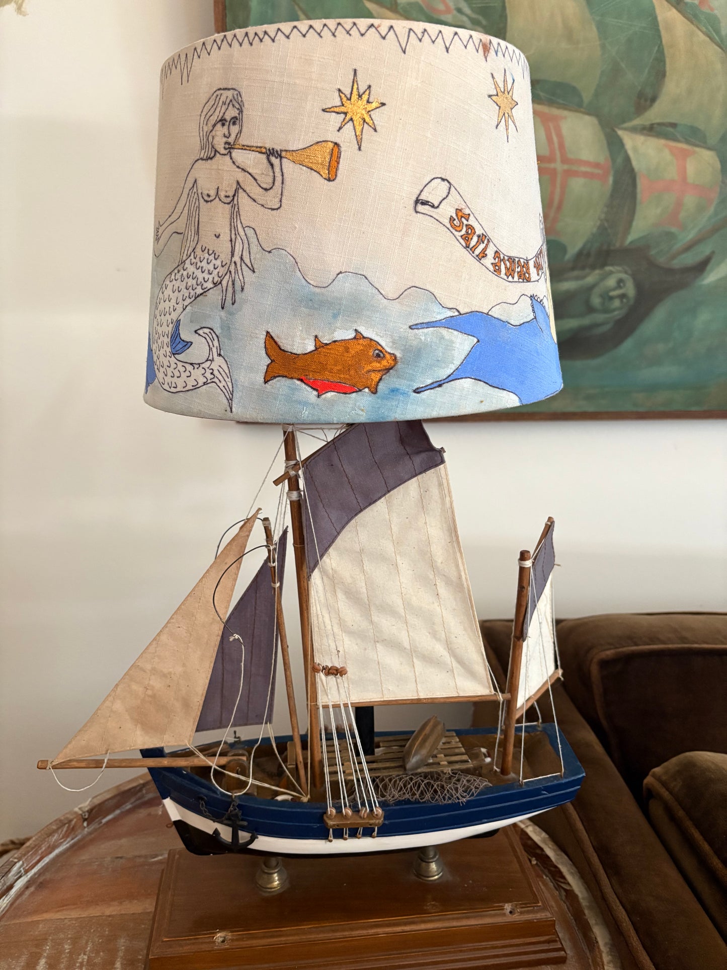 Model Ship Lamp with Custom NAHH-tical Shade (FREE SHIPPING)