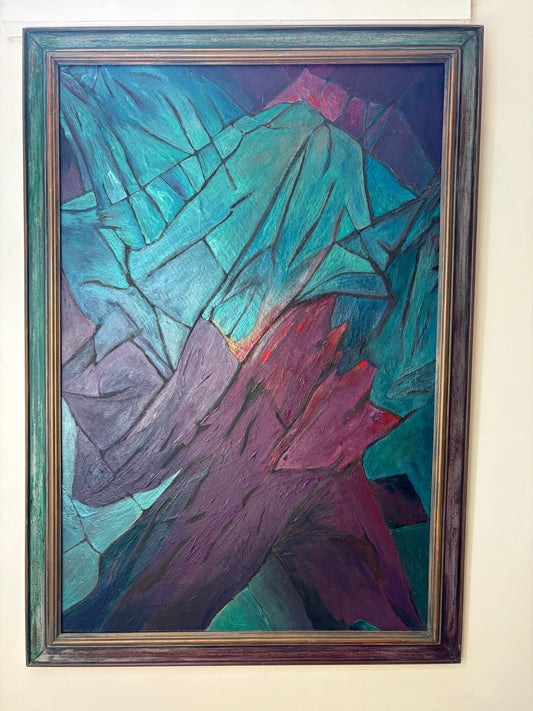 Framed Abstract Original with  Vibrant Iridescent Hues (FREE SHIPPING)