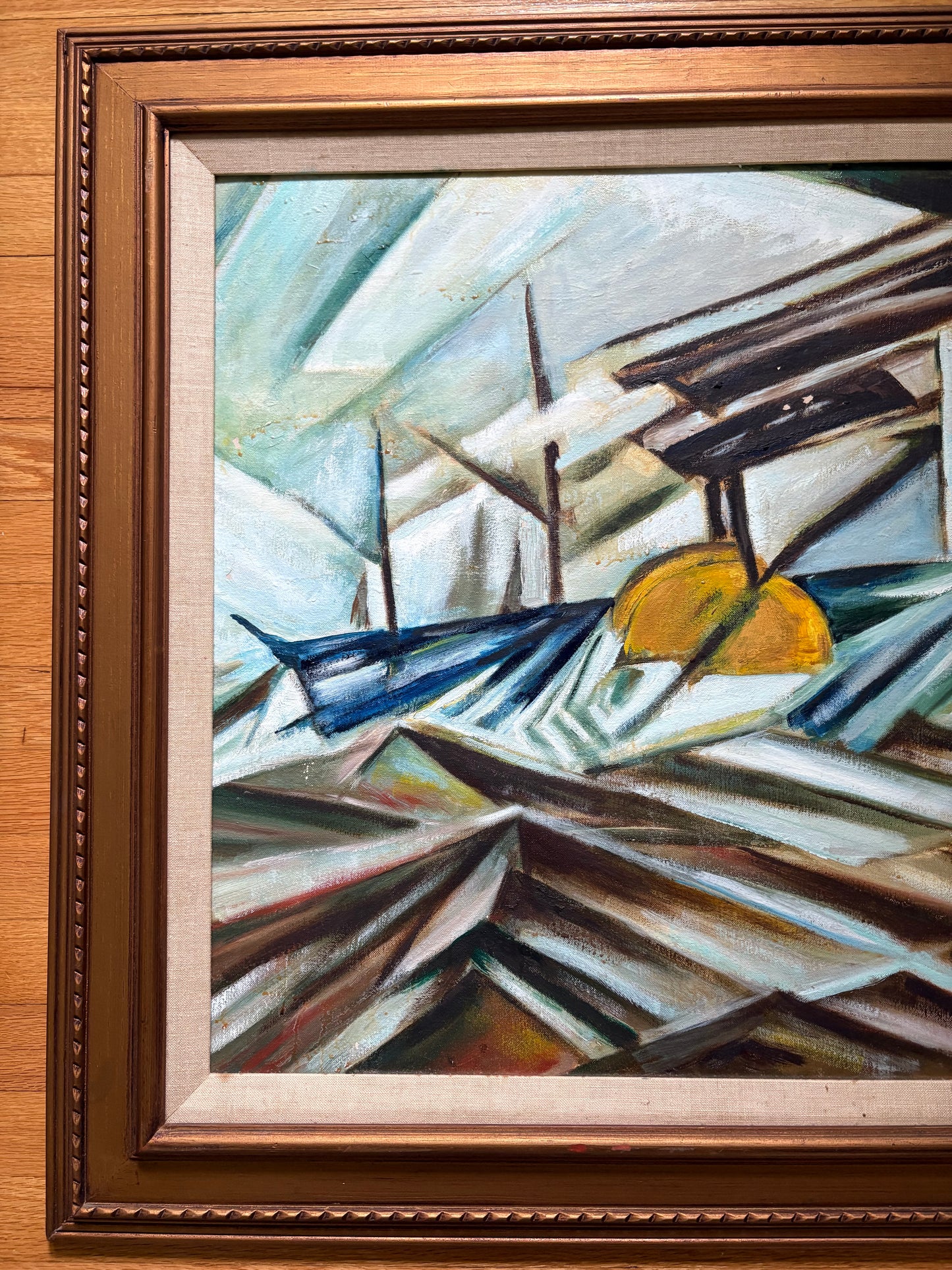 1973 Abstract Cubist Original Art by Singer (FREE SHIPPING)