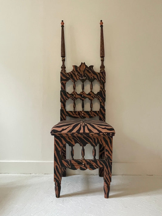 Vintage Tiger Print Folk Art Chair