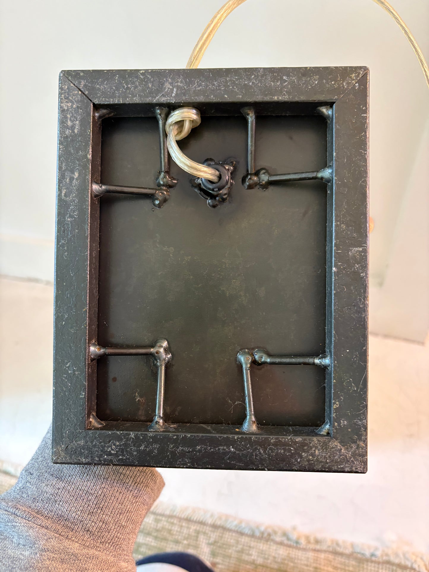 Art Deco Revival Hammered Copper and Welded Iron Lamp (FREE SHIPPING)