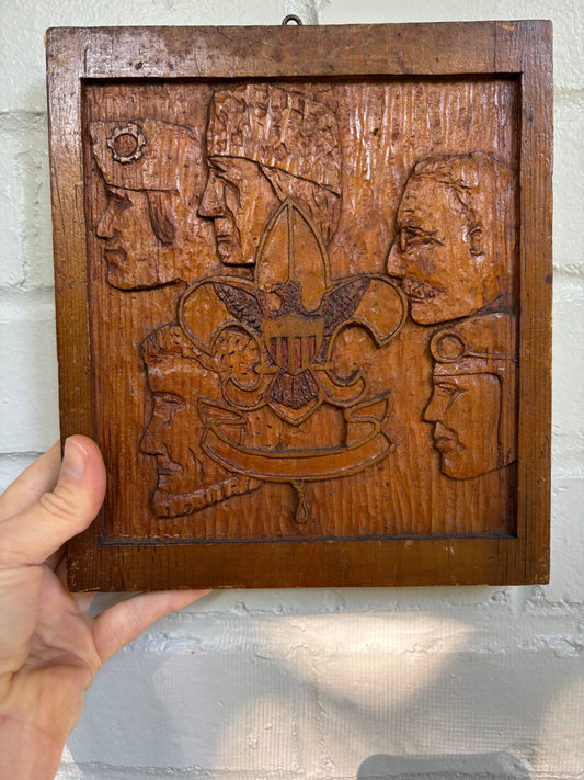 1940 Handcarved Boy Scout Plaque (FREE SHIPPING)