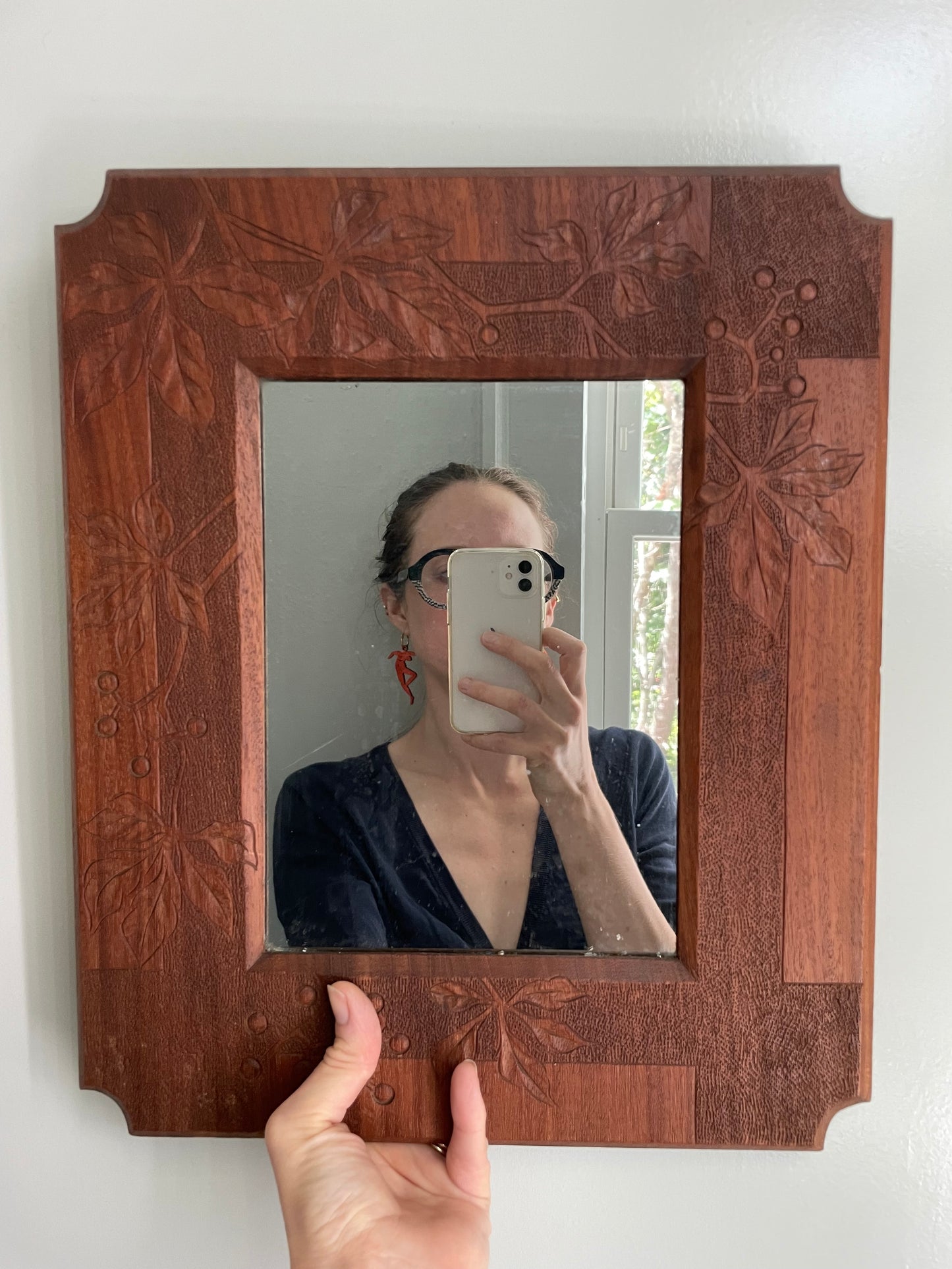 1920s Handcarved Wood Mirror