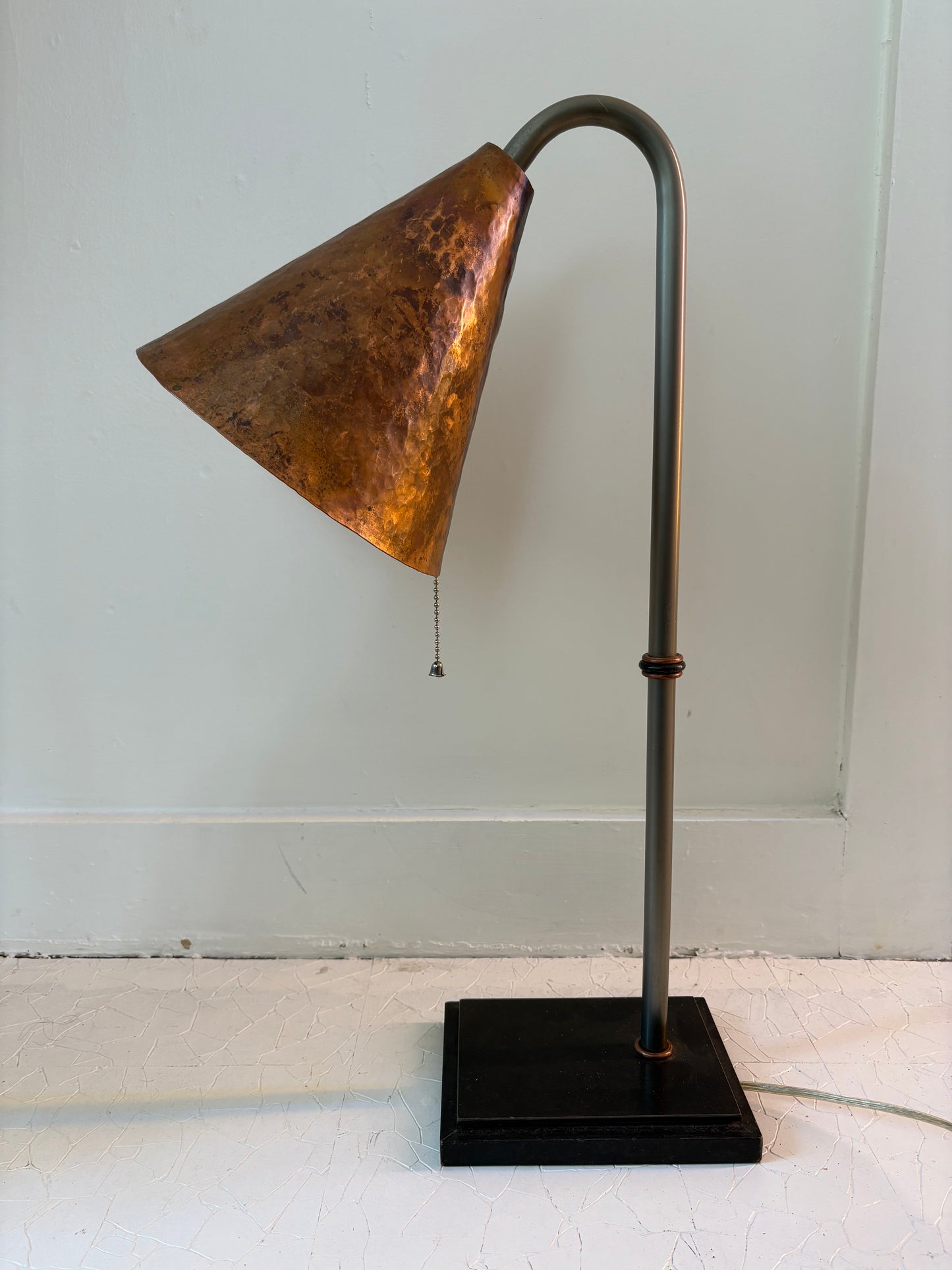 Art Deco Revival Hammered Copper and Welded Iron Lamp (FREE SHIPPING)