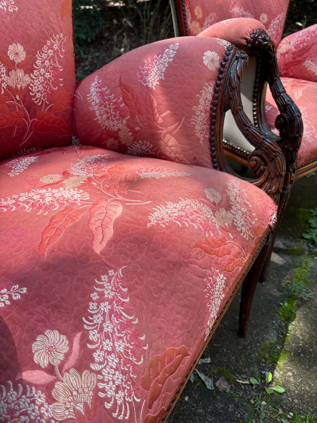 Pair of 1940s Grosfeld House French Feathered Wingback Chairs