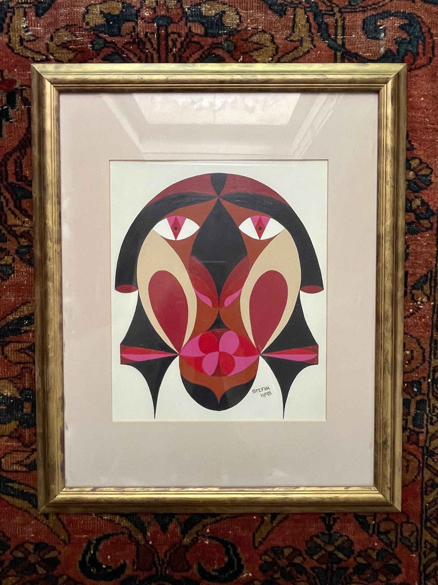 Original Framed Geometric Lion