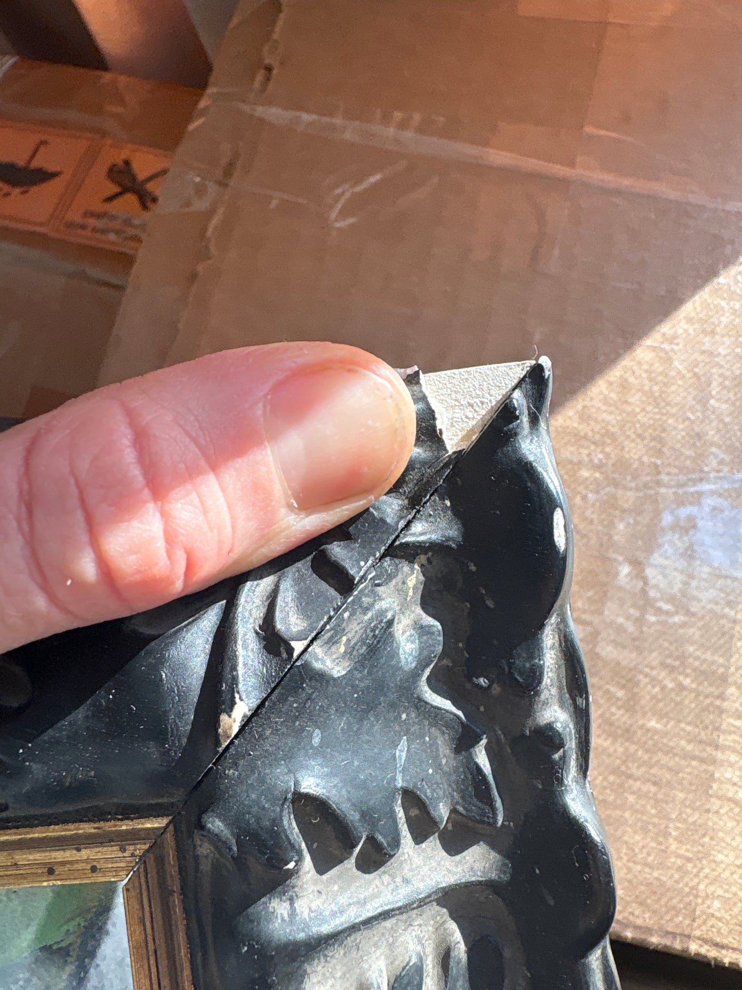 Vibrant Pastel Landscape in Vintage Leaf Motif Frame (FREE SHIPPING)