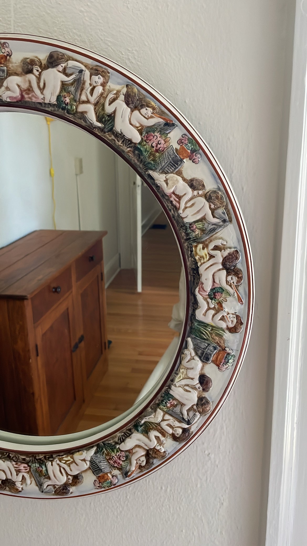 Italian Capodimonte Porcelain Mirror