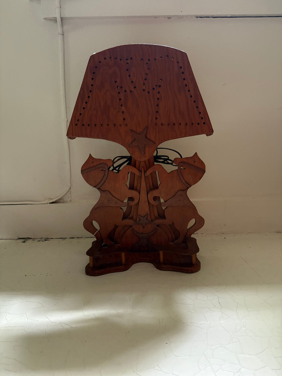 1950s Handmade Western Folk Art Lamp (FREE SHIPPING)