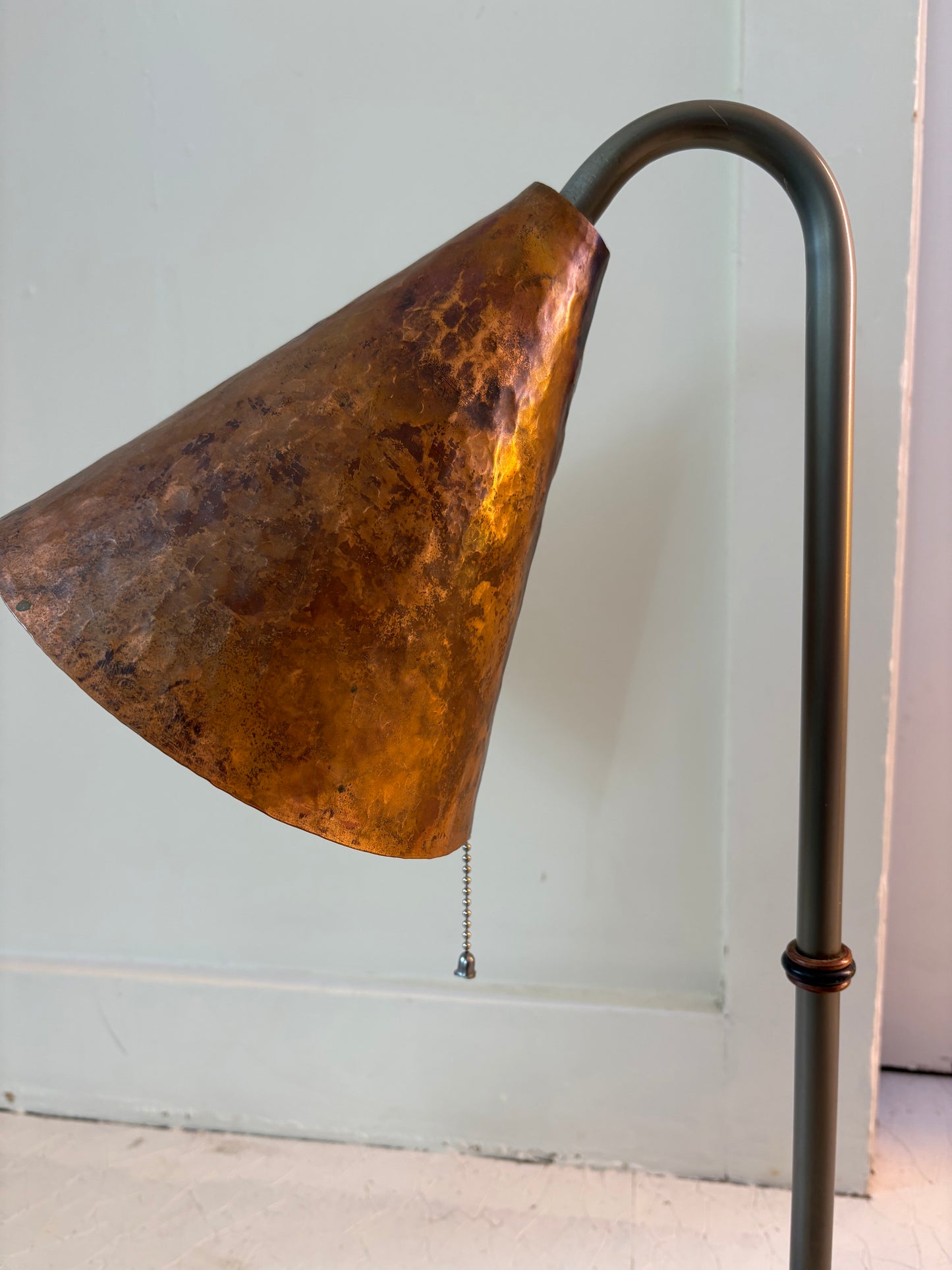 Art Deco Revival Hammered Copper and Welded Iron Lamp (FREE SHIPPING)