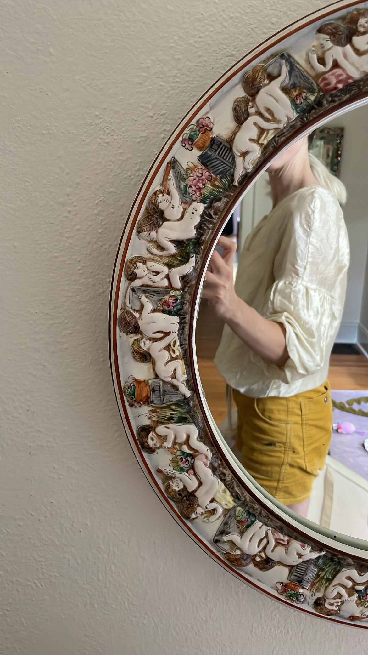 Italian Capodimonte Porcelain Mirror