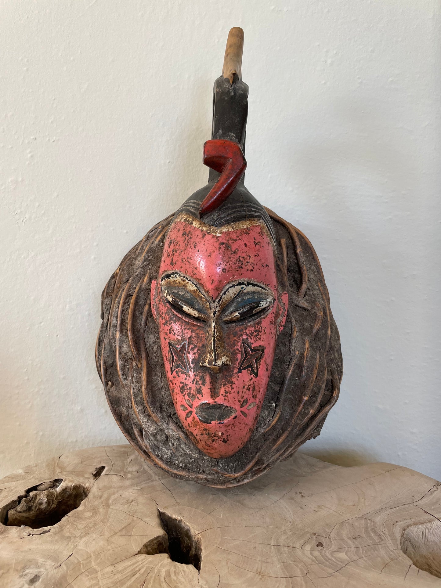 Vintage African Mask on Mud and Coil Base