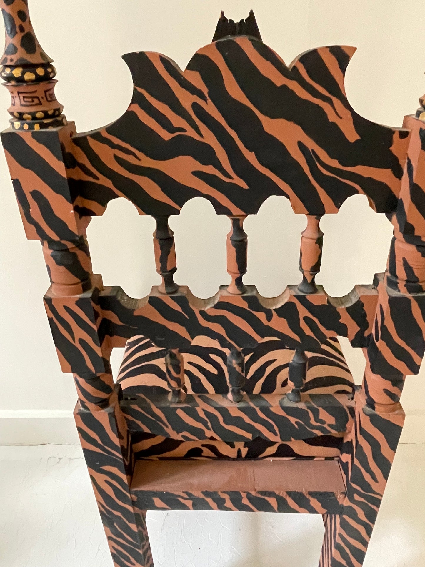 Vintage Tiger Print Folk Art Chair