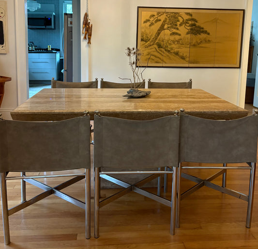 Set of 6 1960s Chrome & Suede Pace Furniture Collection Campaign Chairs