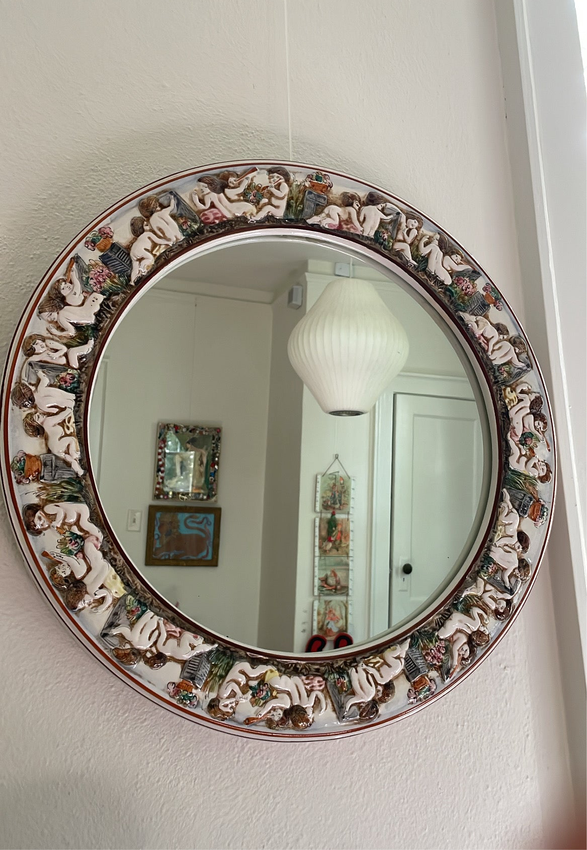 Italian Capodimonte Porcelain Mirror