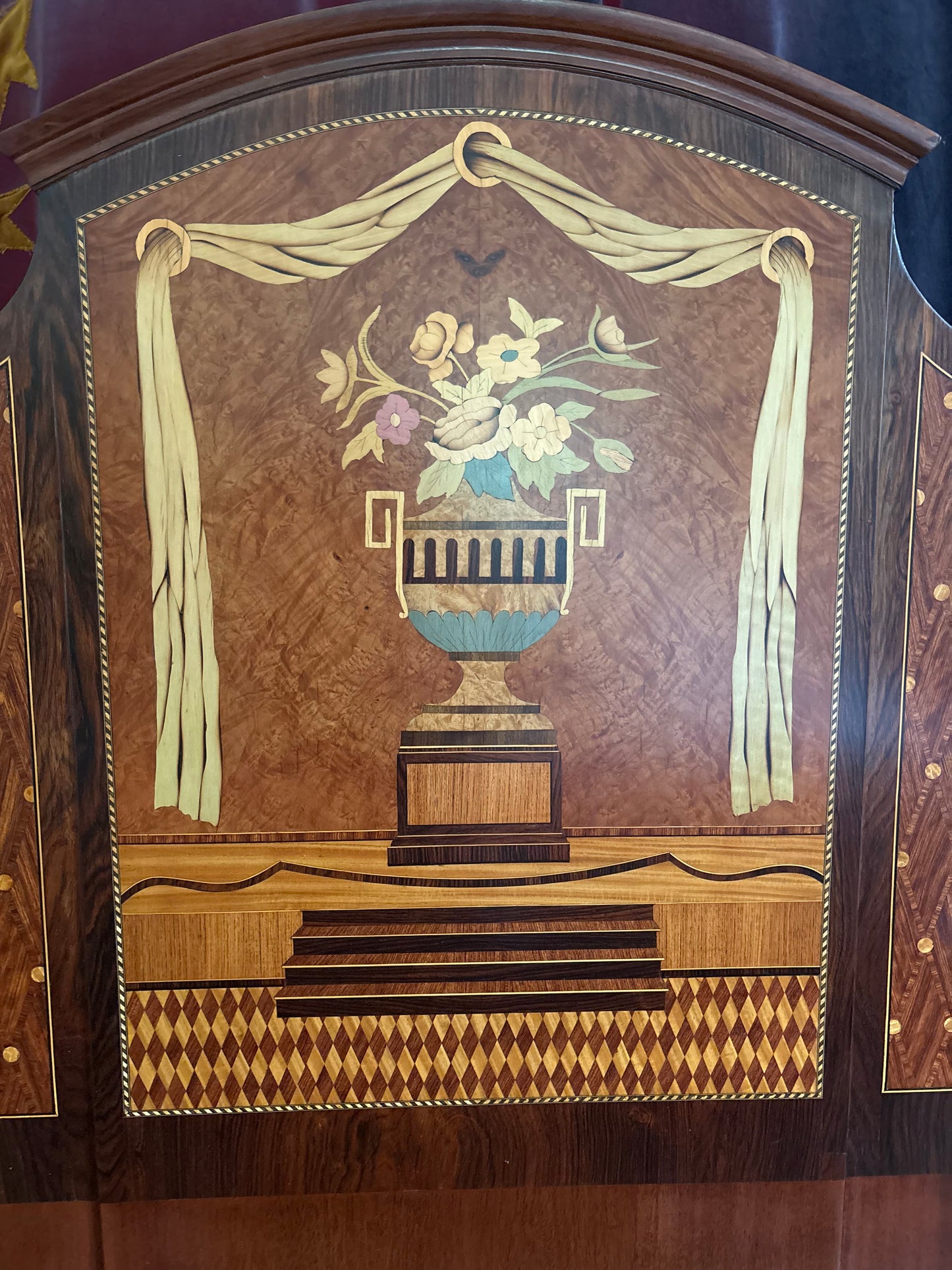 1920s Art Deco Marquetry Queen Sized Headboard