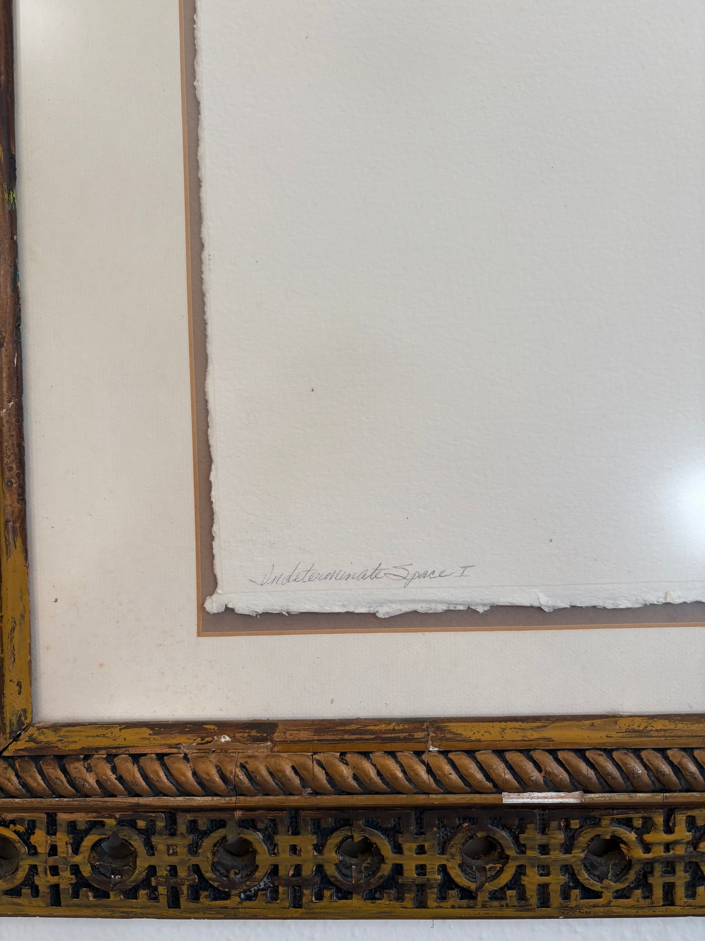 1982 Trompe L’oeil Piece titled “Indeterminate Space I” in an Antique Hatchwork Frame  (FREE SHIPPING)