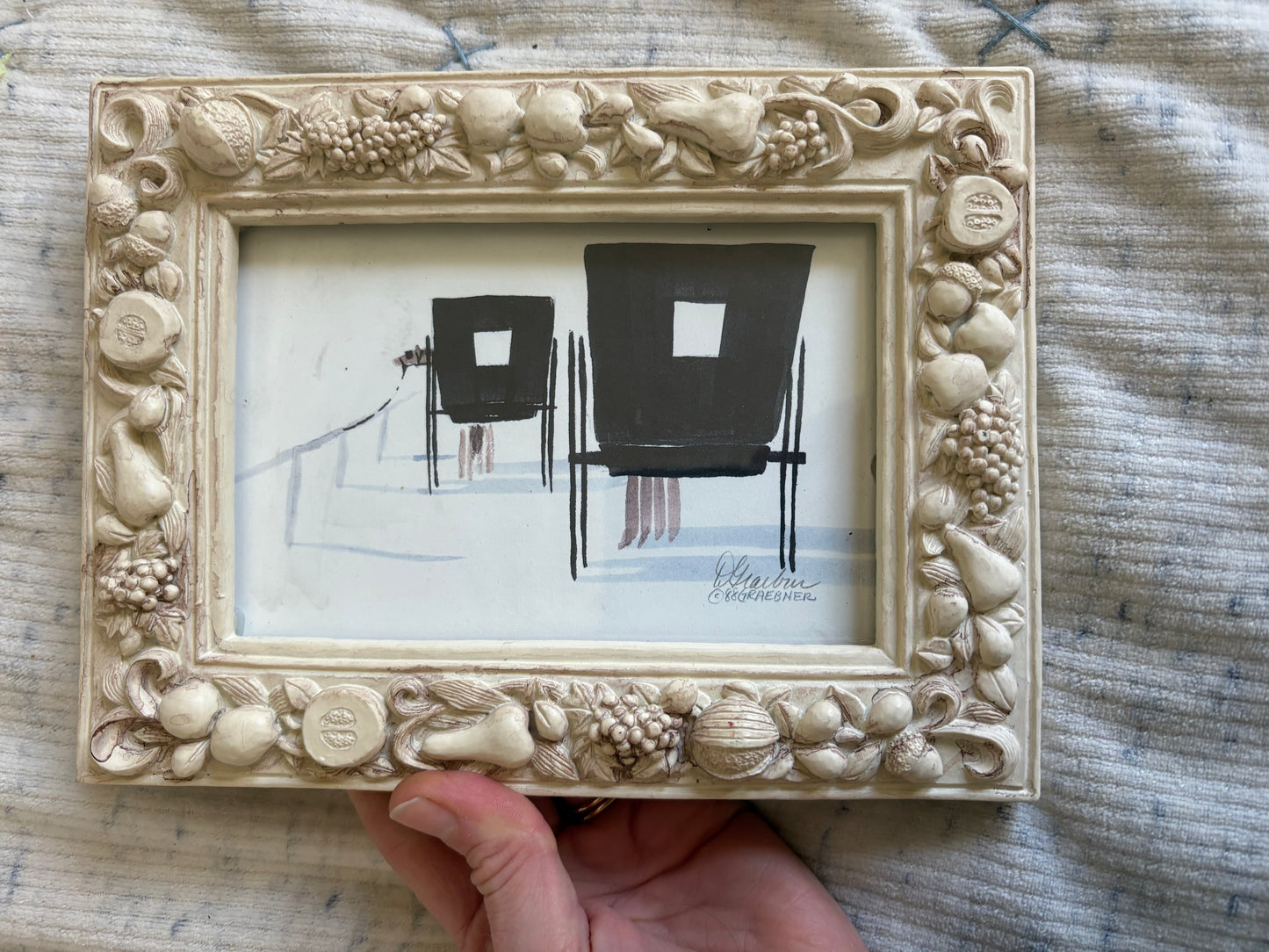 1988 Original of an Amish Carriage Scene in Vintage Frame (FREE SHIPPING)