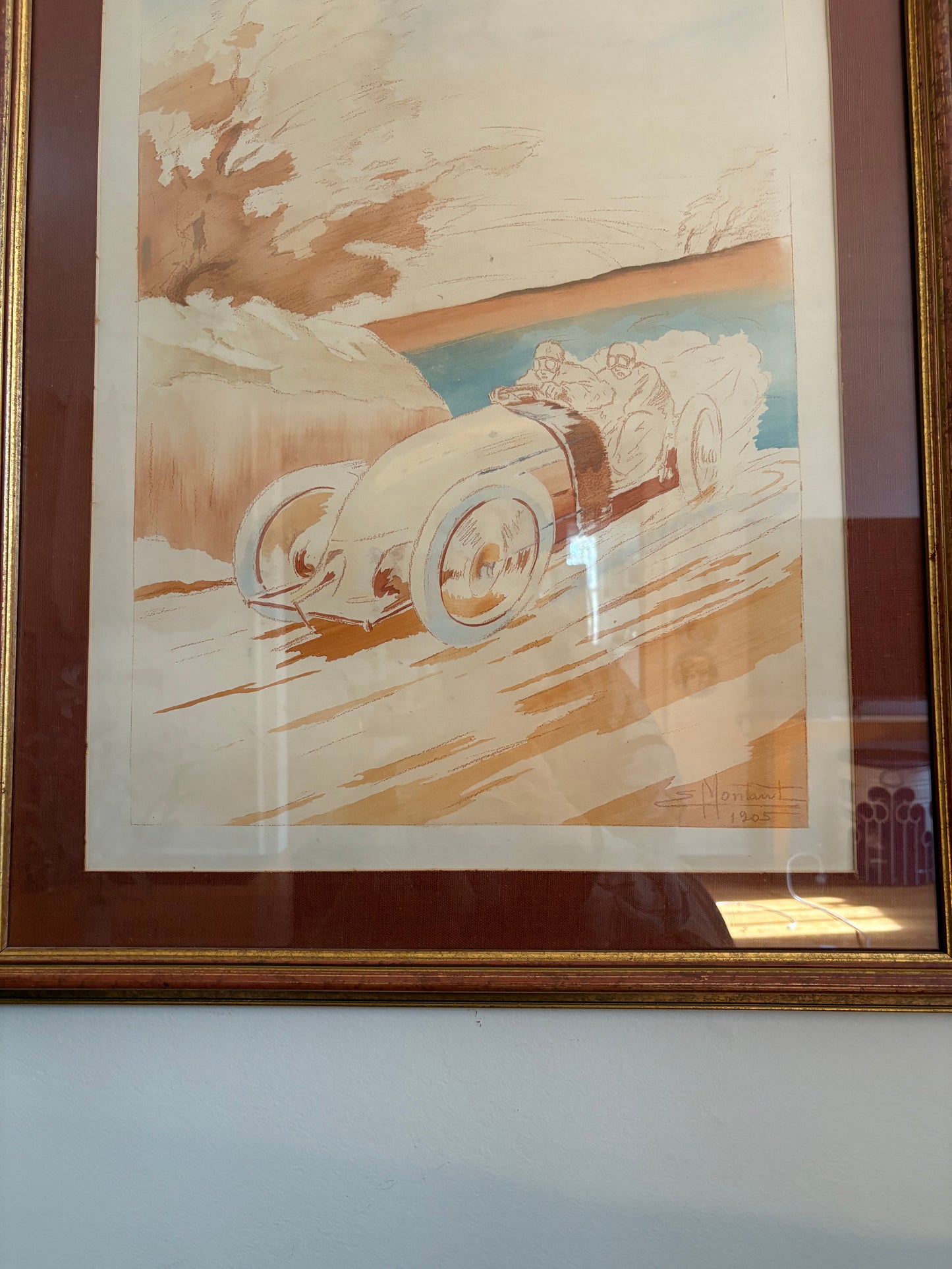 1905 Ernest Montaut Hand Colored Pochoir Framed Lithograph (FREE SHIPPING)