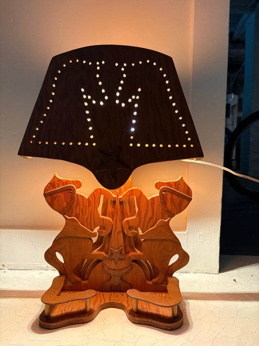 1950s Handmade Western Folk Art Lamp (FREE SHIPPING)