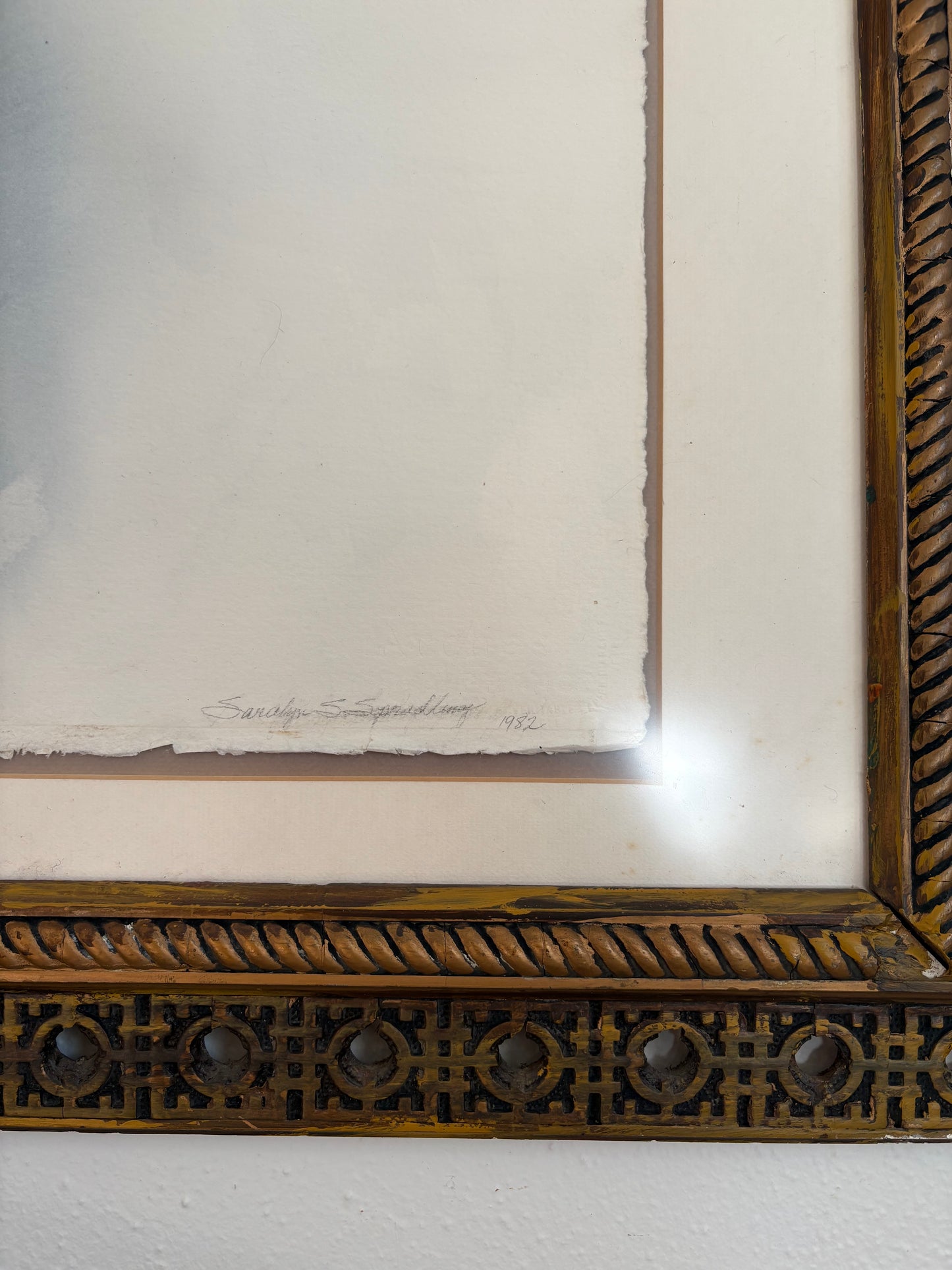 1982 Trompe L’oeil Piece titled “Indeterminate Space I” in an Antique Hatchwork Frame  (FREE SHIPPING)