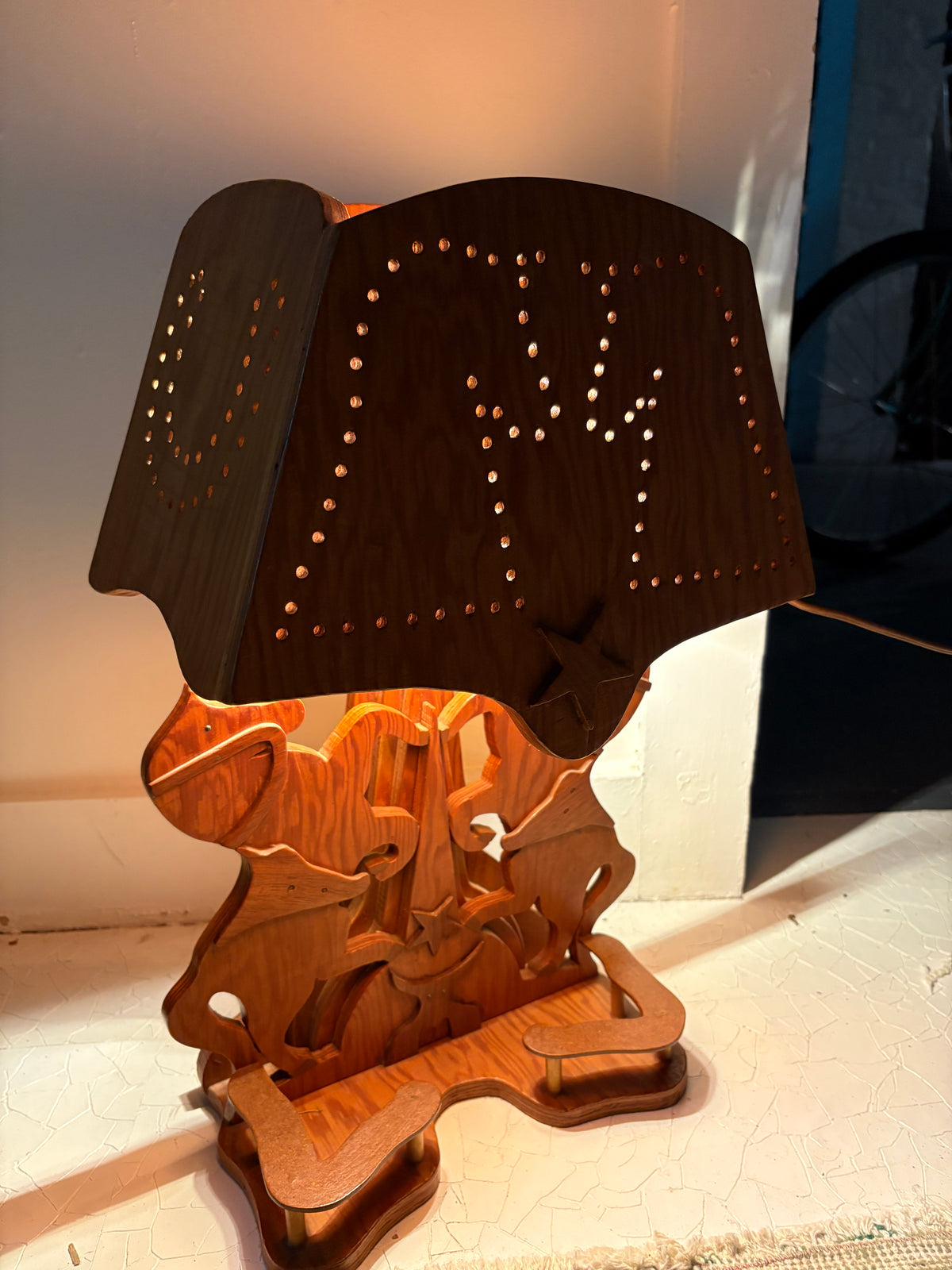 1950s Handmade Western Folk Art Lamp (FREE SHIPPING)