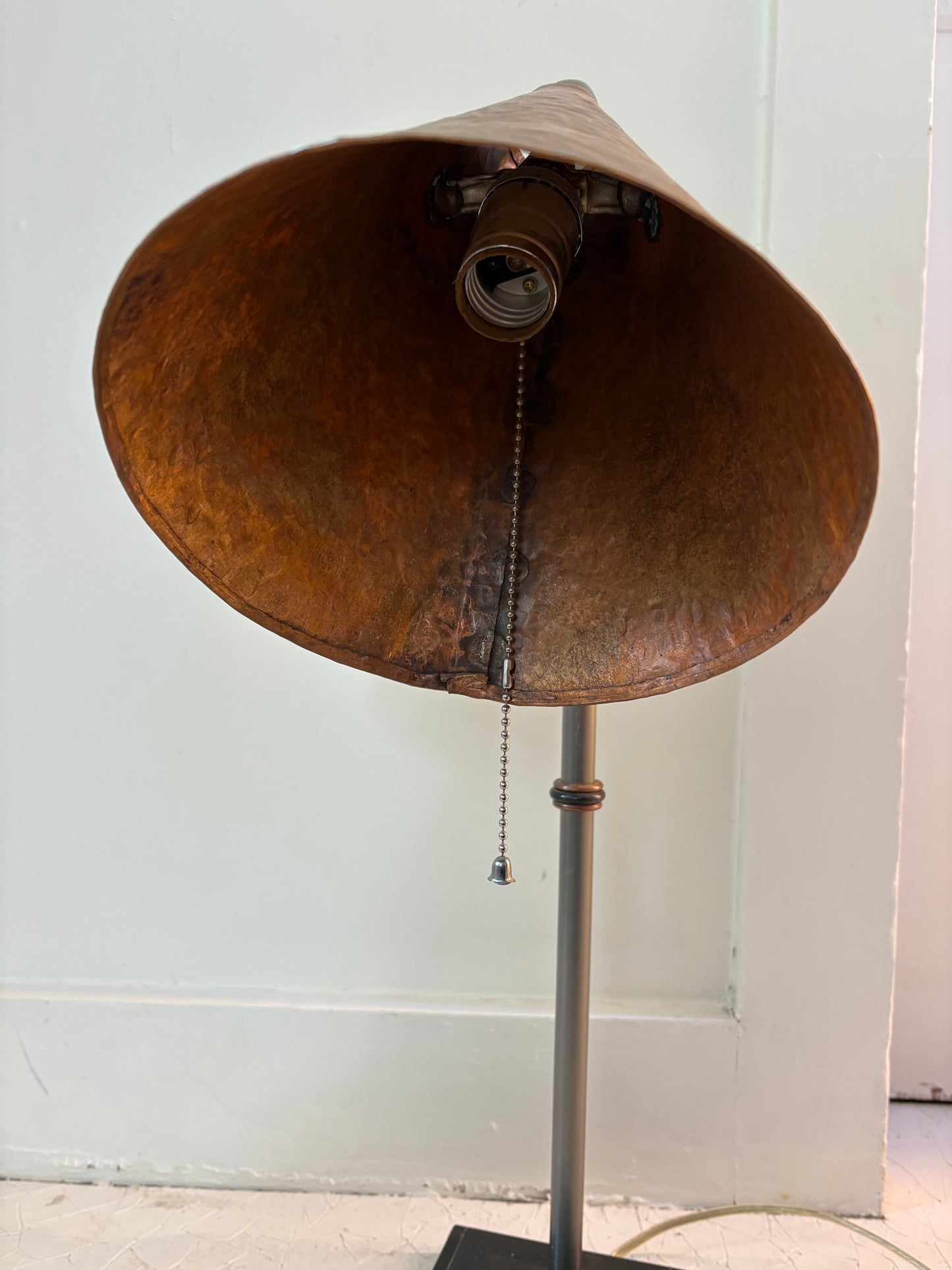 Art Deco Revival Hammered Copper and Welded Iron Lamp (FREE SHIPPING)