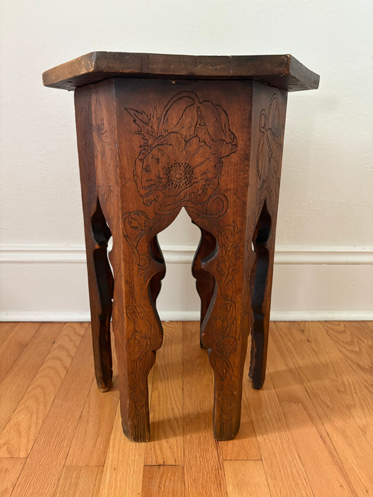 Antique Arts & Crafts Era Moorish Pyrography Stand (FREE SHIPPING)