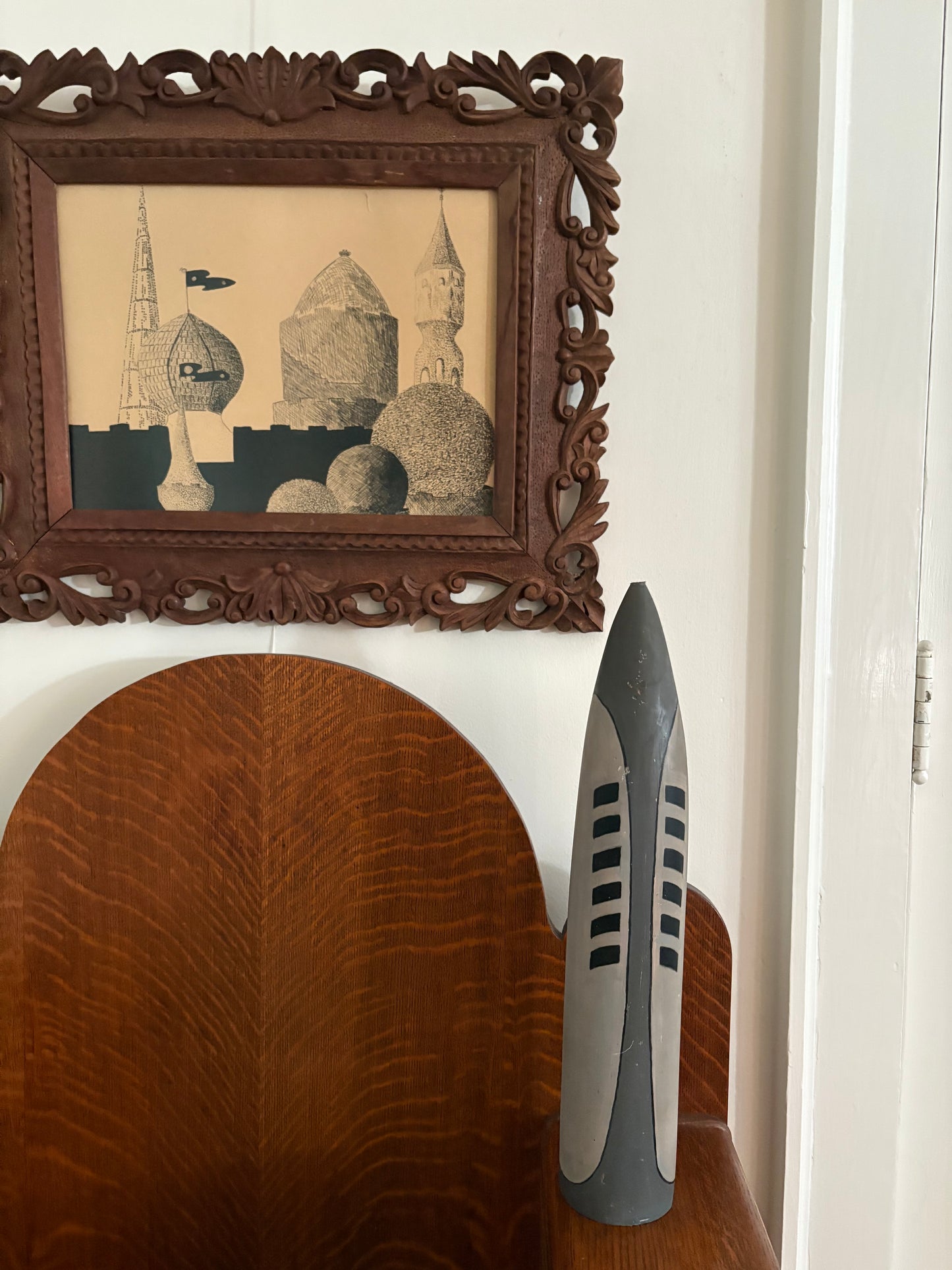 1950s/60s Handpainted Wooden Model Rocket (FREE SHIPPING)
