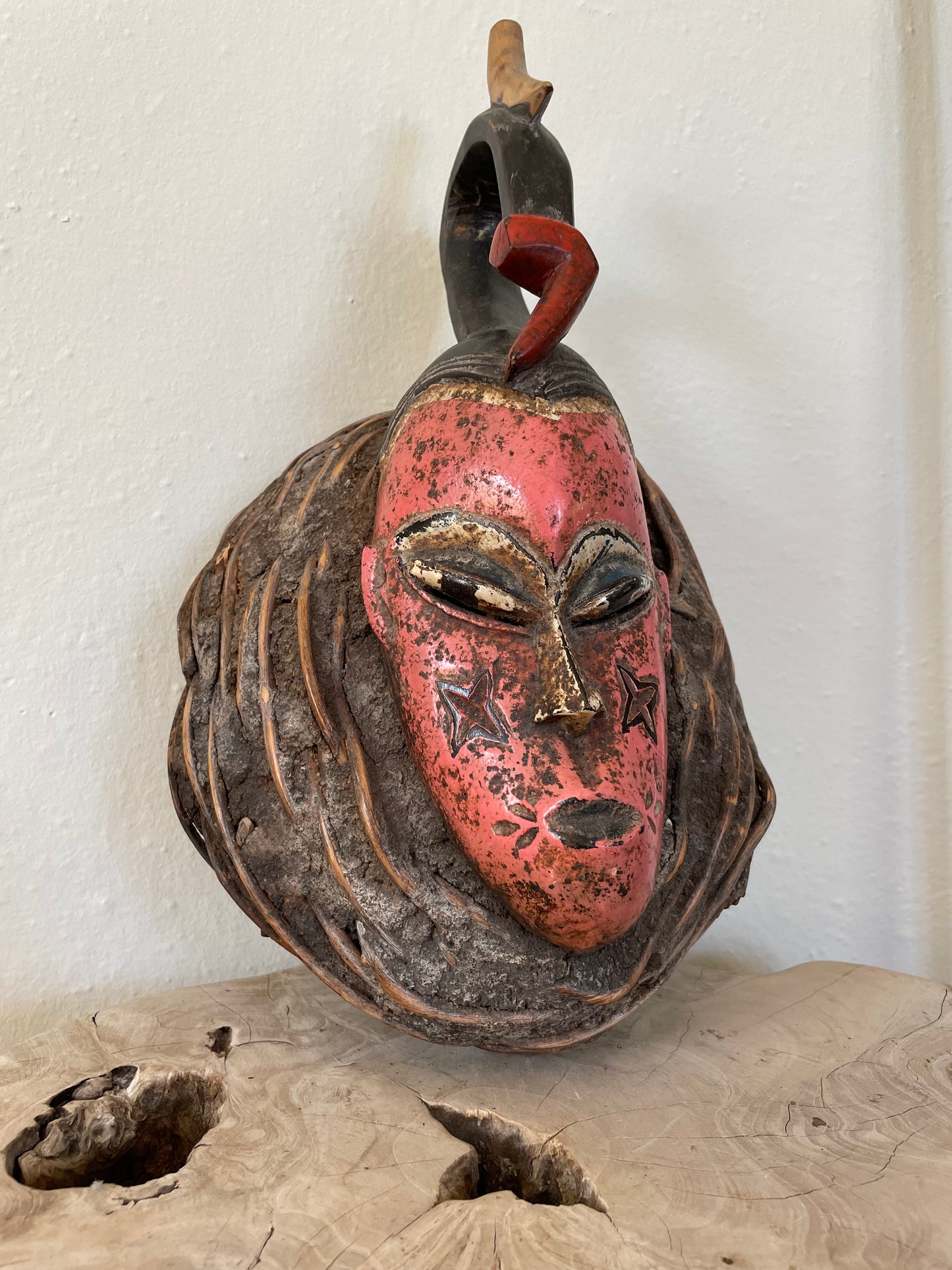 Vintage African Mask on Mud and Coil Base