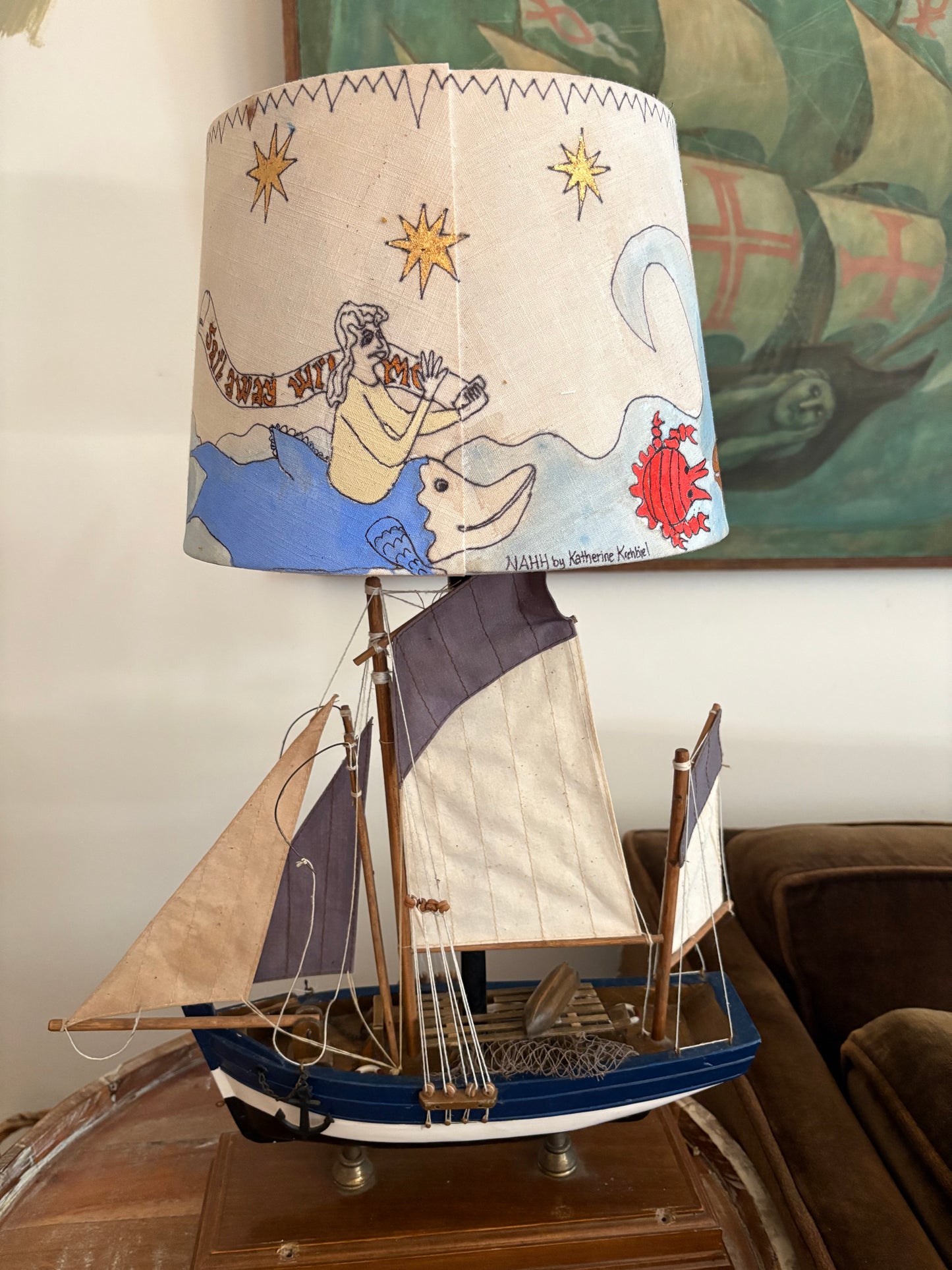 Model Ship Lamp with Custom NAHH-tical Shade (FREE SHIPPING)