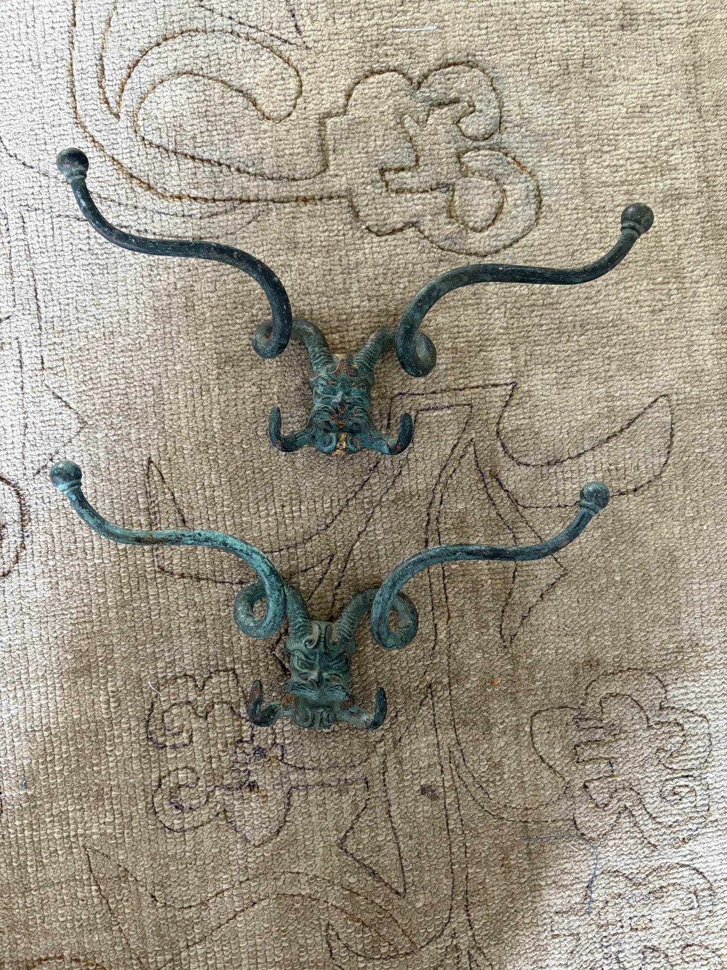 Pair of Mid 19th Century Gargoyle Hooks (FREE SHIPPING)