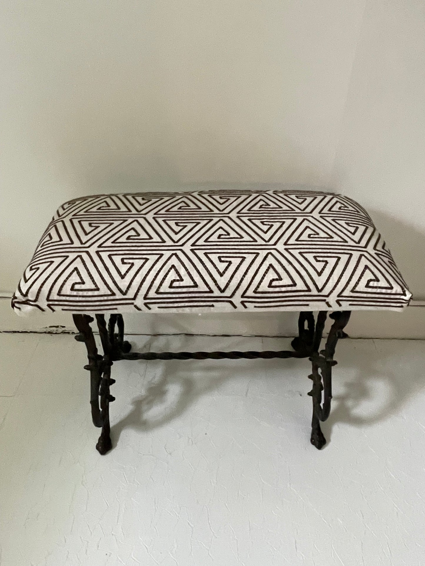 Victorian Piano Bench with Geometric Fabric