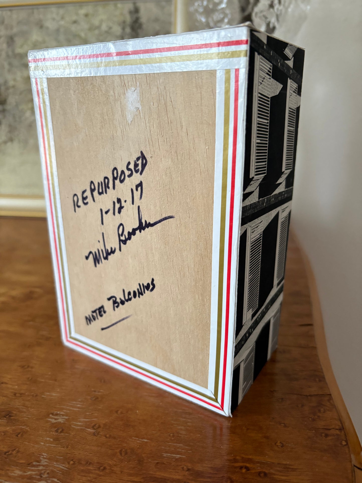 Reimagined Cigar Box Papered in Balcony Photographs Reminiscent of Fornasetti (FREE SHIPPING)
