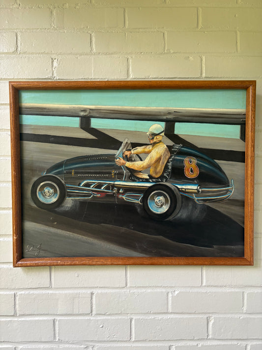 Framed Original Painting of Racecar (FREE SHIPPING)